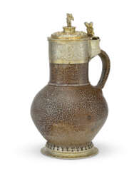 AN ELIZABETH I SILVER-GILT-MOUNTED TIGERWARE JUG