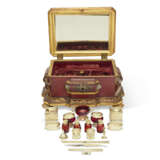 A PAINTED GILTWOOD AND SILVER-MOUNTED NECESSAIRE WITH GERMAN SILVER-GILT, ENAMEL, STEEL AND RUBY GLASS FITTINGS - фото 1