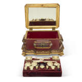 A PAINTED GILTWOOD AND SILVER-MOUNTED NECESSAIRE WITH GERMAN SILVER-GILT, ENAMEL, STEEL AND RUBY GLASS FITTINGS - фото 2