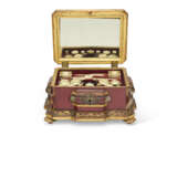 A PAINTED GILTWOOD AND SILVER-MOUNTED NECESSAIRE WITH GERMAN SILVER-GILT, ENAMEL, STEEL AND RUBY GLASS FITTINGS - фото 3