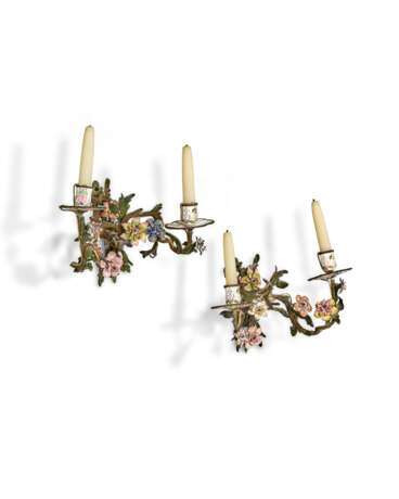 A PAIR OF AUSTRIAN ORMOLU AND ENAMELED TWO-BRANCH WALL-LIGHTS - photo 3