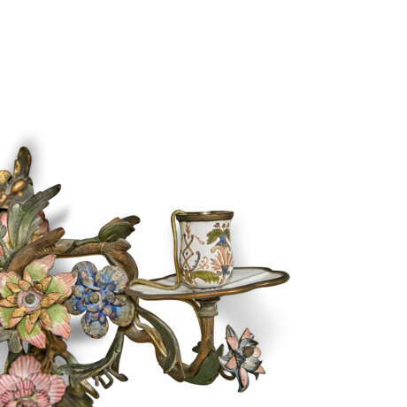 A PAIR OF AUSTRIAN ORMOLU AND ENAMELED TWO-BRANCH WALL-LIGHTS - photo 5