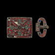 A VISIGOTHIC GARNET AND GLASS-INLAID GILT BRONZE BELT BUCKLE - Auction prices