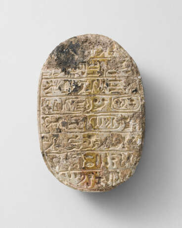 AN EGYPTIAN STEATITE COMMEMORATIVE SCARAB FOR AMENHOTEP III - photo 1