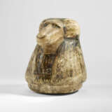 AN EGYPTIAN PAINTED ALABASTER CANOPIC JAR LID IN THE FORM OF HAPI - photo 2