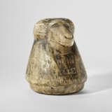 AN EGYPTIAN PAINTED ALABASTER CANOPIC JAR LID IN THE FORM OF HAPI - photo 3