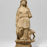 A GREEK TERRACOTTA GODDESS WITH A PIG - photo 1