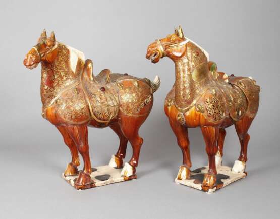 Paar große Keramik Pferde - Foto 1
