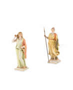 KPM - Manufacture royale de porcelaine de Berlin. Kleine Figur der Minerva und Allegorie mit Griffel und Beutel