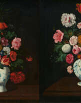 Niederländische Schule. Two Paintings: Splendid Still Life in Chinese Porcelain Vases