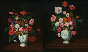 Niederländische Schule. Two Paintings: Splendid Still Life in Chinese Porcelain Vases