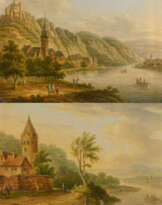 Christian Georg I Schütz. Zwei Gemälde: Ideale Rheinlandschaften
