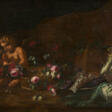 Francesca Vicenzina. Still Life with Flower Basket, Grapes and Cherubs - Now at the auction