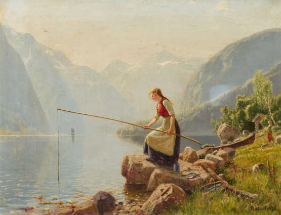 Hans Dahl. Angelndes Mädchen am Fjord - photo 1