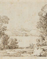 Johann Georg von Dillis. Weite italienische Seelandschaft mit Wanderern