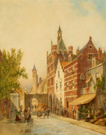 Pieter Cornelis Dommersen. Straßenszene in Brügge - photo 1