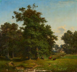 Julius Ehrke. Waldlandschaft mit Hütejungen