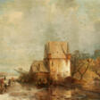 Carl Hilgers. Schlittschuhläufer auf dem Eis vor einer Wasserburg - Аукционные цены