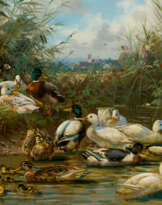 Hubert Kaplan. Drei Gemälde: Holzfäller im Winterwald / Holzfäller im Sommerwald / Enten am Wasser