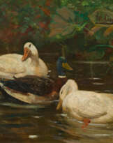 Adolf Lins. Drei Enten im Schilf