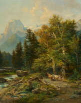 Bernhard Mühlig. Am Wildbach im Gebirge