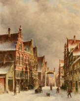 Petrus Gerardus Vertin. Winter in den Straßen einer holländischen Stadt
