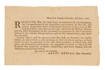 An early Revolutionary War election broadside