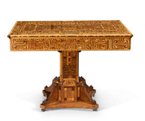 A MARQUETRY AND PARQUETRY-INLAID WOOD CENTER TABLE