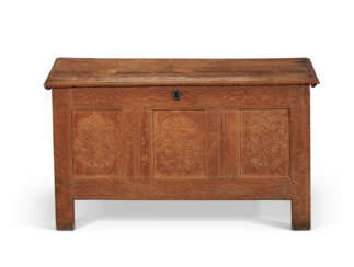 A CARVED AND JOINED OAK CHEST