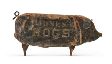 A BLACK-PAINTED PIG-FORM TRADE SIGN