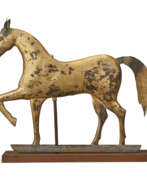 Bronze. A MOLDED GILT COPPER AND ZINC ARABIAN HORSE WEATHERVANE