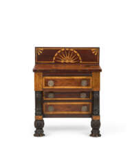 A CLASSICAL VENEERED AND INLAID MAHOGANY DIMINUTIVE CHEST-OF-DRAWERS