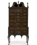 Storage furniture. THE POMEROY FAMILY CHIPPENDALE CARVED CHERRYWOOD HIGH CHEST-OF-DRAWERS