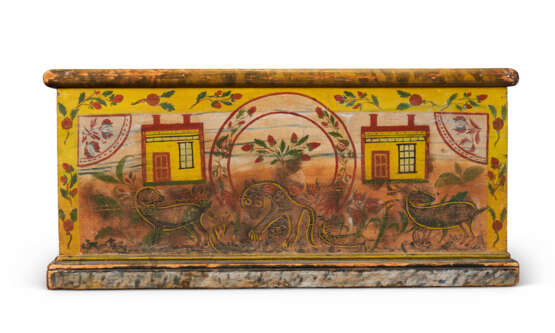 A POLYCHROME PAINT-DECORATED PINE BLANKET CHEST - photo 1