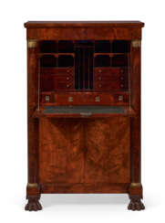 A CLASSICAL FIGURED MAHOGANY SECRETAIRE A ABBATANT