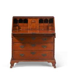 A CHIPPENDALE FIGURED MAPLE SLANT-FRONT DESK