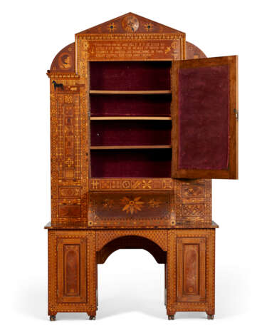 A MARQUETRY AND PARQUETRY-INLAID WALNUT DESK-AND-BOOKCASE - photo 3