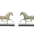 A PAIR OF MOLDED GILT COPPER AND ZINC RUNNING HORSE WEATHERVANES - Prix ​​des enchères