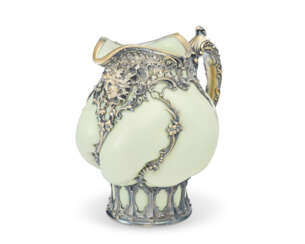 AN AMERICAN SILVER-MOUNTED BLOWN GLASS PITCHER