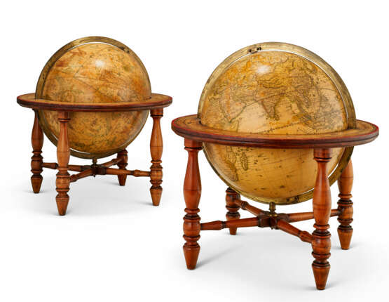 A NEAR PAIR OF ENGRAVED LORING`S CELESTIAL AND TERRESTRIAL TABLE GLOBES - photo 1