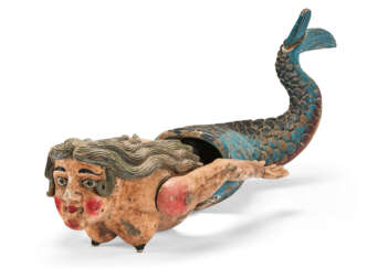 A MEXICAN POLYCHROME-PAINTED FIGURE OF A PARADE MERMAID