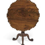 THE CHEW FAMILY CHIPPENDALE CARVED MAHOGANY SCALLOP-TOP TEA TABLE - photo 1