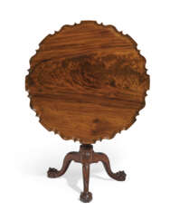 THE CHEW FAMILY CHIPPENDALE CARVED MAHOGANY SCALLOP-TOP TEA TABLE