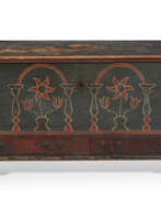 Chests (Interior & Design, Furniture, Storage furniture). A POLYCHROME PAINT-DECORATED WHITE PINE BLANKET CHEST