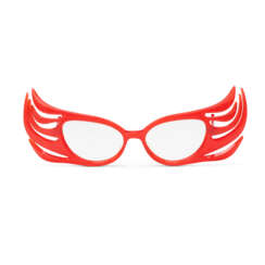 A PAIR OF RED-LACQUERED SPECTACLES