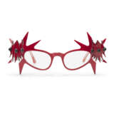 A PAIR OF RED AND PINK-LACQUERED SPECTACLES - фото 1