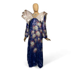 A BLUE-SEQUINED GOWN