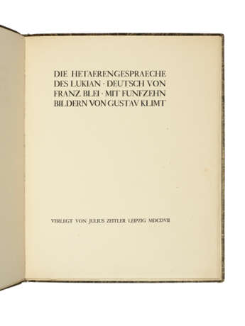 KLIMT, Gustav (1862-1918) – LUCIAN OF SAMOSATA (c.120-180) – BLEI, Franz (1871-1942, trans.) - photo 2
