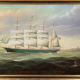 Kapitainsbild 19. Jh. "Vollschiff Cecilie geführt von Capit. Bremer", Öl/Lw., craqueliert, unsign. bez. im unteren Bildrand, 60x100 cm, Rahmen - photo 1