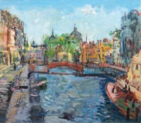 Sementsov, Alexandre (1941-2005) &quot;Sommerliches St. Petersburg&quot;, Öl/ Lw., monogr. u.r. und dat. ´94, rückseitig sign., 57x63 cm, Rahmen